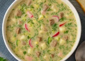 Окрошка на квасе с говядиной
