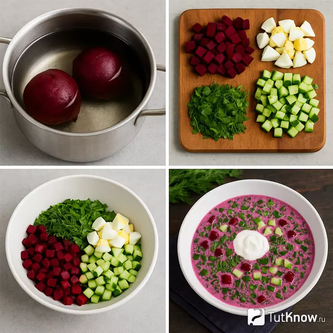 Пошаговое приготовление свекольника со щавелем и яйцом
