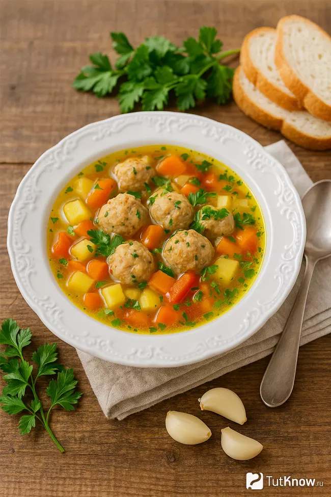 Рецепт супа с куриными фрикадельками и овощами