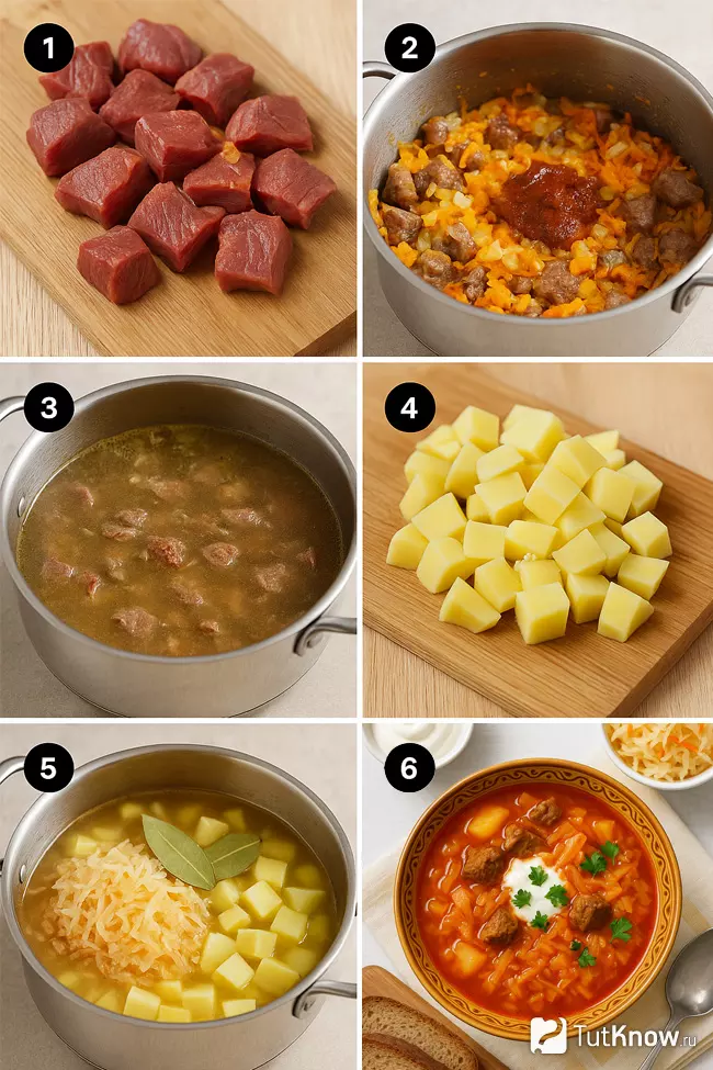 Пошаговое приготовление щей из квашеной капусты