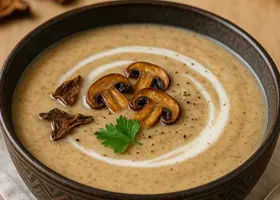 Суп-пюре из сушёных грибов с сыром