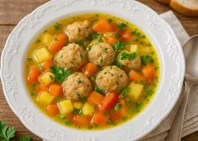 Суп с куриными фрикадельками и овощами