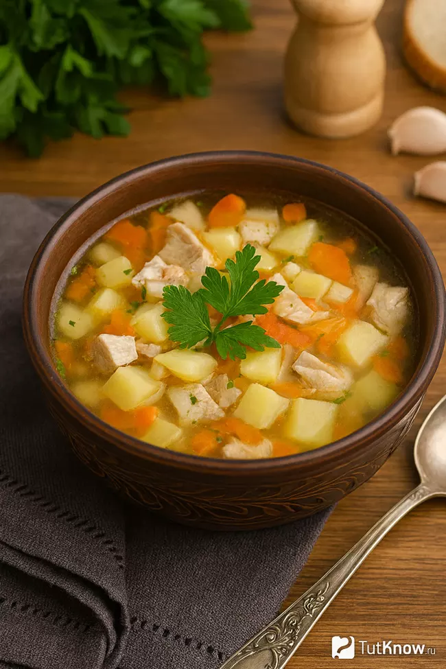Рецепт картофельного супа с курицей и морковью