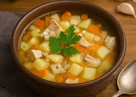 Домашний картофельный суп с курицей