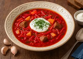 Красный борщ со свёклой и капустой - пальчики оближешь!