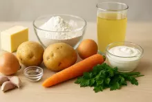 Ингредиенты для чесночного супа с галушками