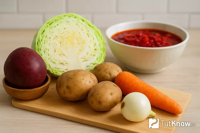Овощи для вкусного борща без мяса