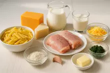 Ингредиенты для мак энд чиз с курицей и шпинатом