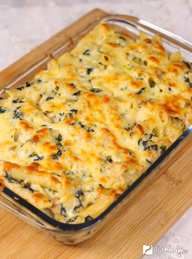 Рецепт мак энд чиз с курицей и шпинатом