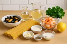 Ингредиенты для пасты с морепродуктами