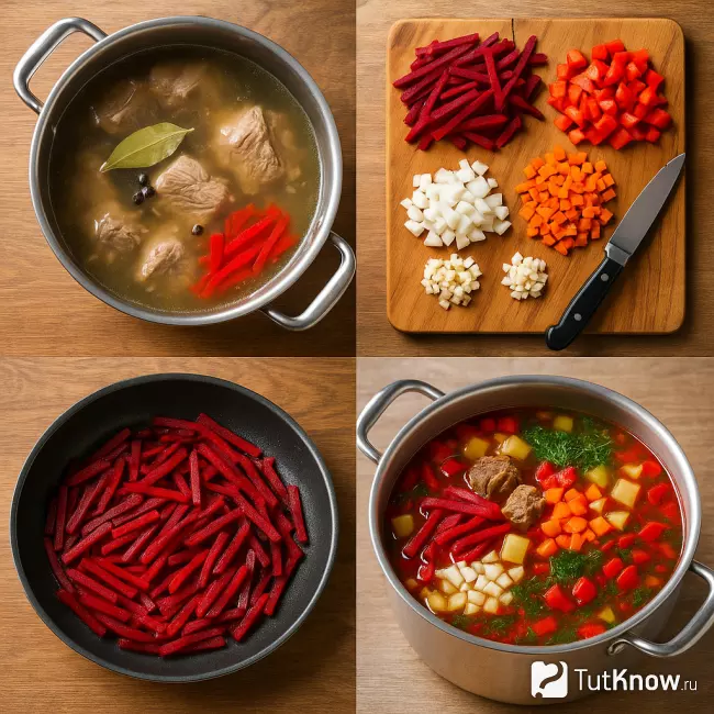 Пошаговое приготовление свекольника с варёной говядиной