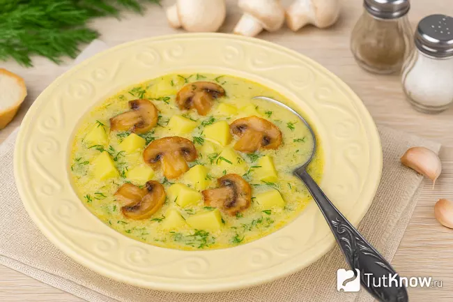 Вкусный гибной суп с картошкой и сметаной