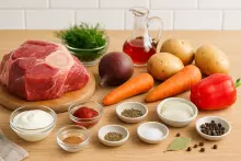 Ингредиенты для свекольника с говядиной