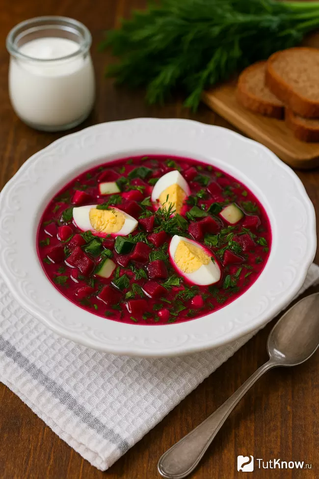 Рецепт свекольника со щавелем и яйцом