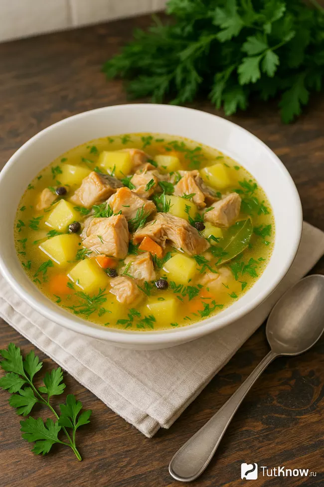 Вкусный суп из копчёной рыбы с картошкой