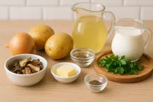 Ингредиенты для крем-супа из сушёных белых грибов