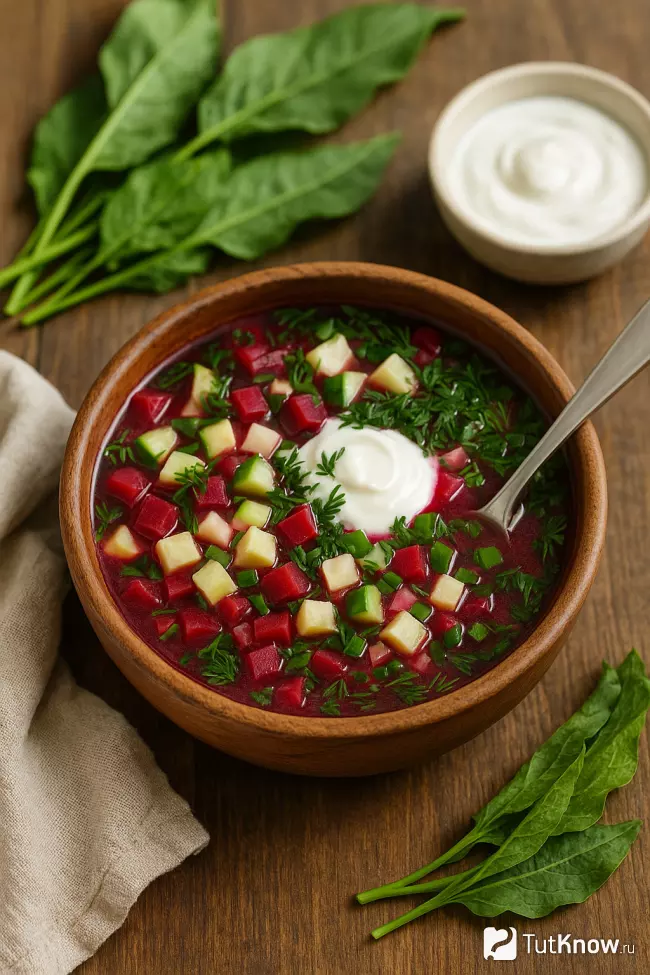 Свекольник со щавелем и яйцом