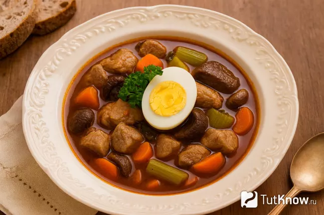 Фальшивый черепаховый суп из говяжьей головы