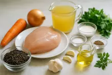 Ингредиенты для куриного супа с диким рисом