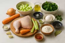 Ингредиенты для куриного супа с домашней лапшой