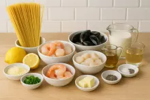 Ингредиенты для пасты с морепродуктами