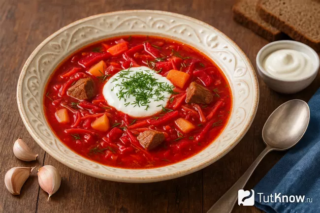 Рецепт красного борща со свёклой и капустой