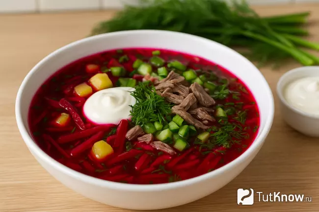 Рецепт свекольника с говядиной и огурцами