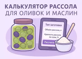Калькулятор рассола для оливок и маслин