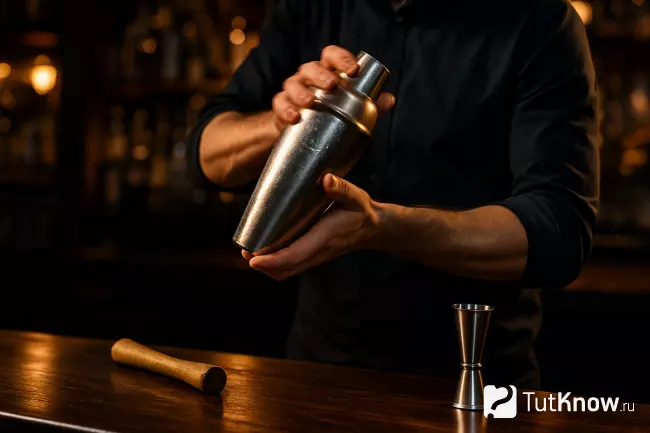Шейк (shake) коктейль за барной стойкой