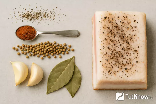 Специи, чеснок и сало