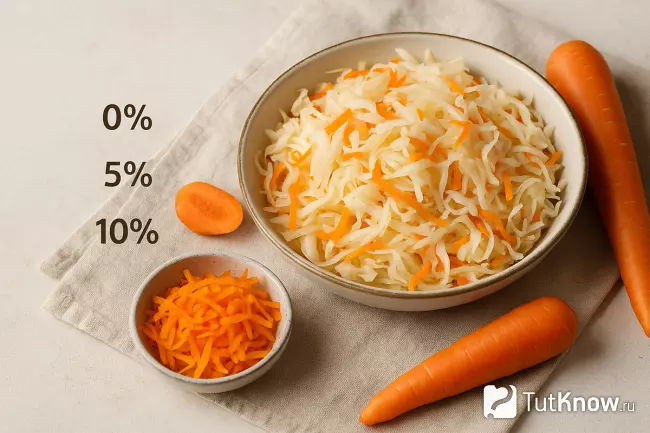 Квашеная капуста и морковь с вариантами доли моркови