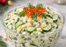 Простой салат на Новый год с яйцом и сыром