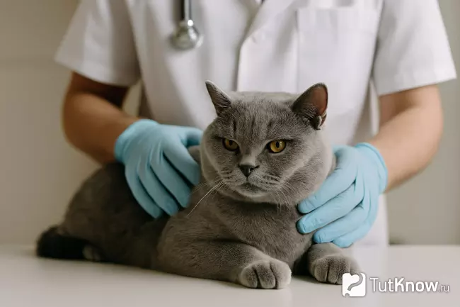 Британская короткошёрстная у ветеринара на осмотре