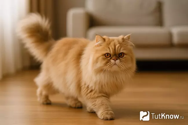 Рыжая персидская кошка в домашней обстановке