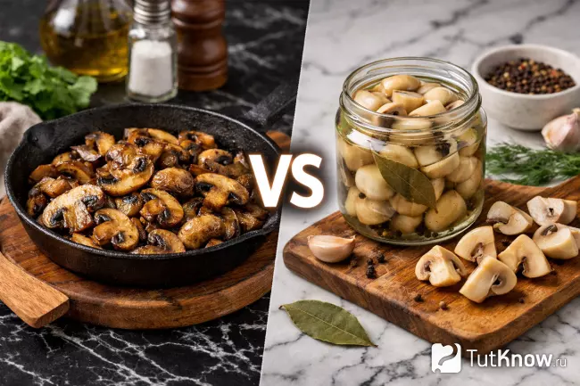 Жареные и маринованные грибы для салата