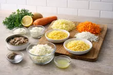 Ингредиенты для салата Мимоза в стакане