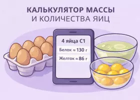 Калькулятор массы и количества яиц по граммам