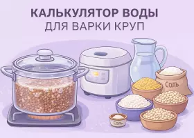 Сколько воды нужно для варки круп — онлайн-калькулятор