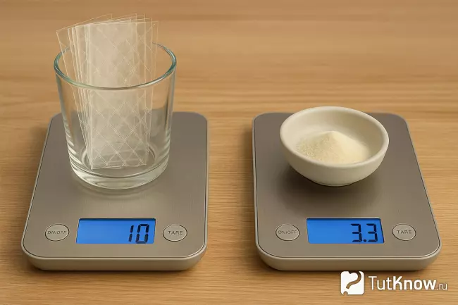 Пересчёт желатина в агар-агар на кухонных весах