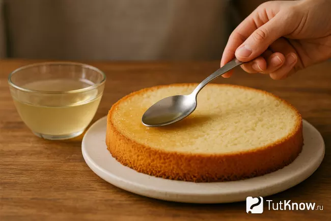 Пропитка бисквита сиропом с ликёром ложкой