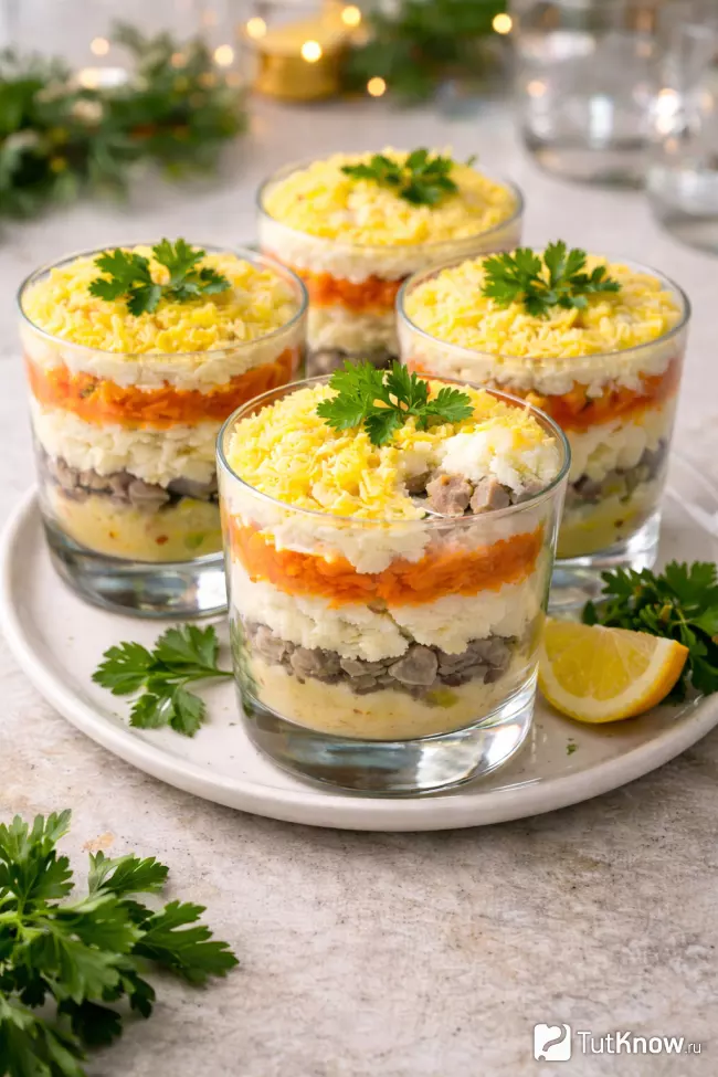 Вкусный рецепт салата мимоза в стакане