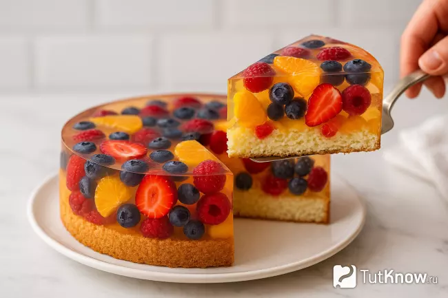 Желейный торт с ягодами и фруктами