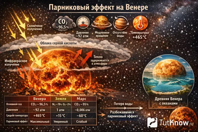 Парниковый эффект на Венере схема