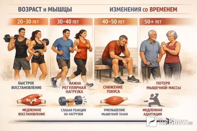 Возрастные изменения мышц после 30 лет — инфографика