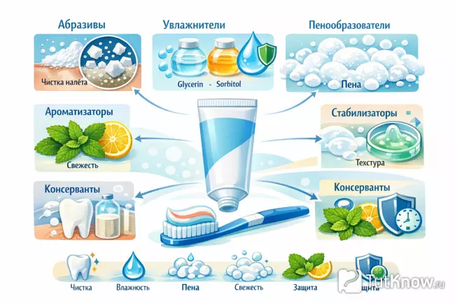 Ингредиенты зубной пасты и их функции