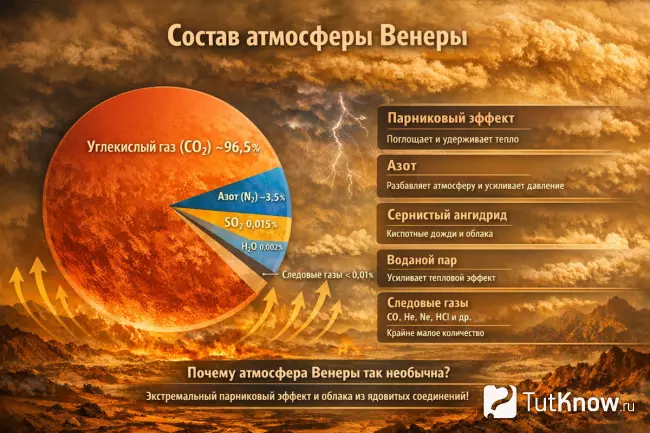 Состав атмосферы планеты Венера инфографика