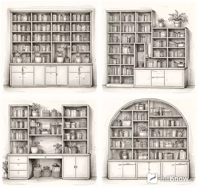 Большие книжные полки-библиотеки