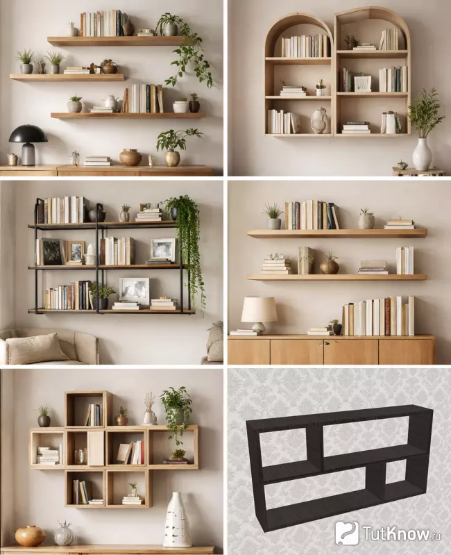 Идеи книжных полок на стене