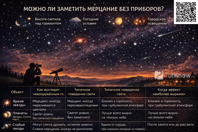 Можно ли заметить мерцание звёзд невооружённым глазом