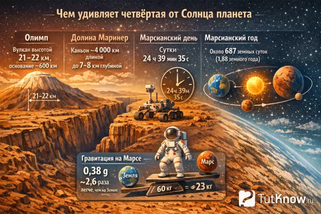 Инфографика факты о планете Марс